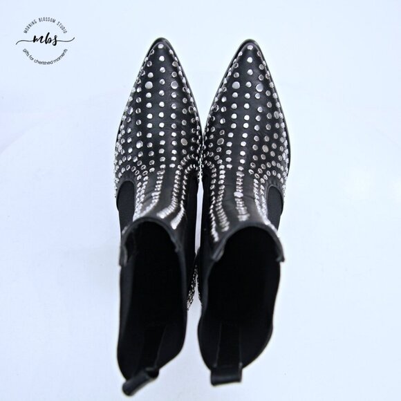 ShuShop Zsa Zsa Studded Boots Black Silver Women 6 - Picture 10 of 14